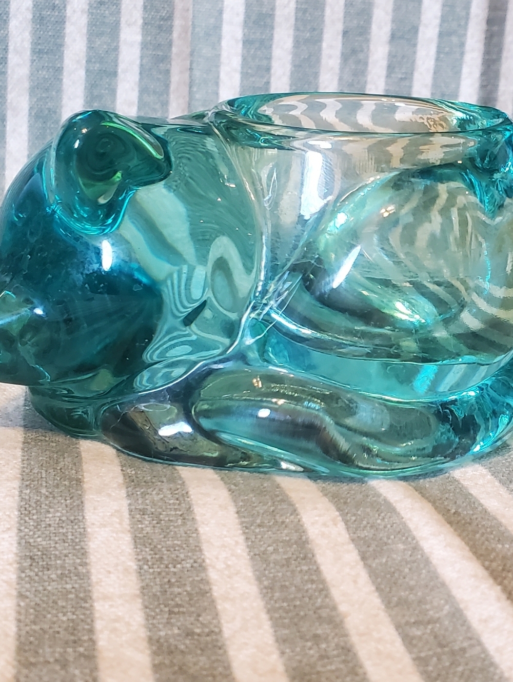 Teal Sleeping Cat Votive Tea Light Candle Holder - Picture 11 of 12
